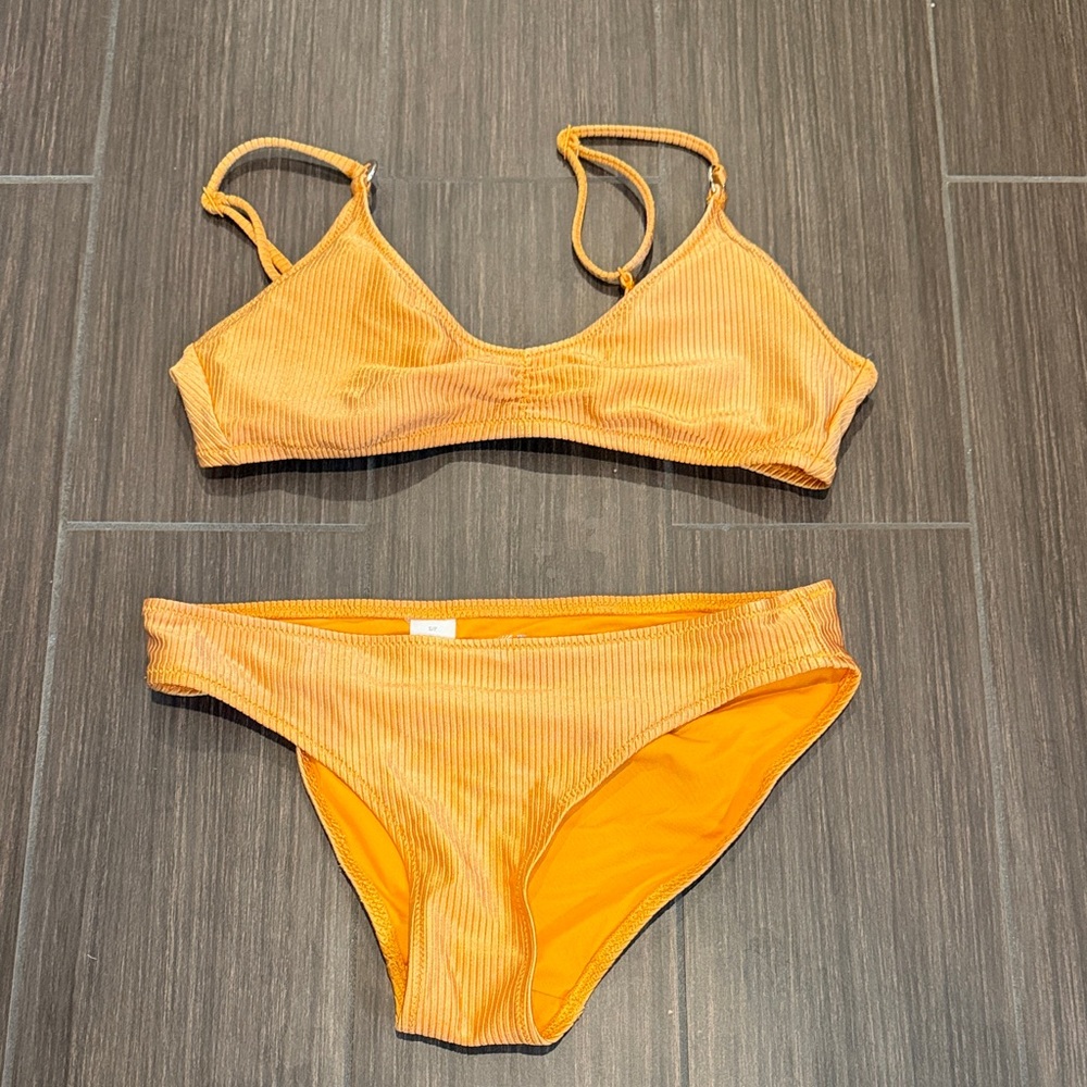 aerie Orange Ribbed Two-Piece Bikini